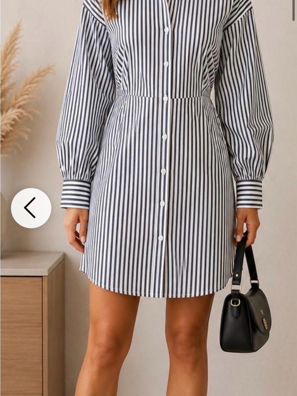 Express Black And White Vertical Stripe Long Sleeve Shirt Dress